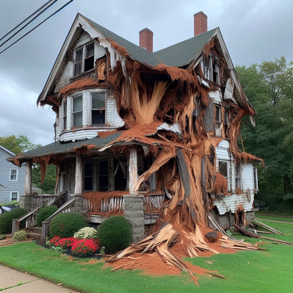 Signs Your Mansfield Home Needs a Tree Inspection Damaged tree on an Mansfield home showing signs of disease and decay